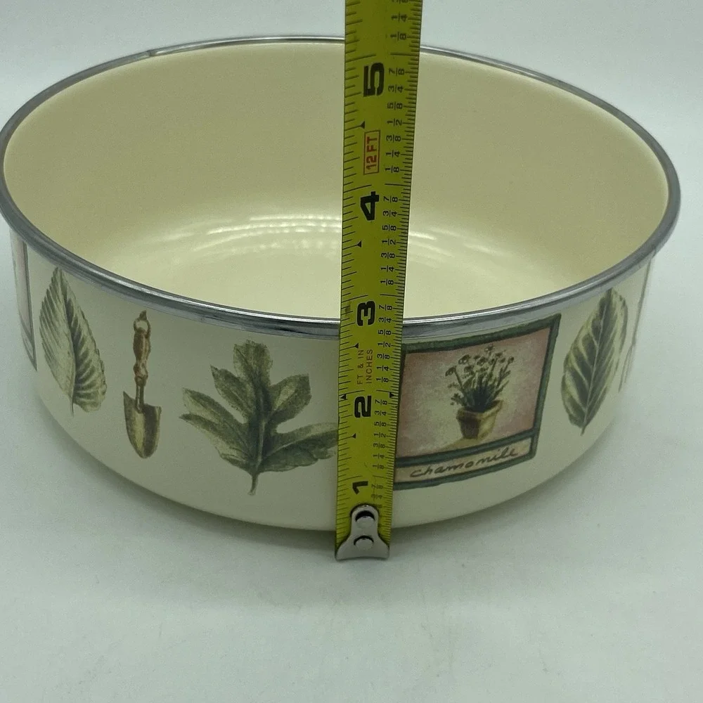 Pfaltzgraff Naturewood Set Of 2 Enamel Metal Nesting Storage Mixing Bowls No Lid